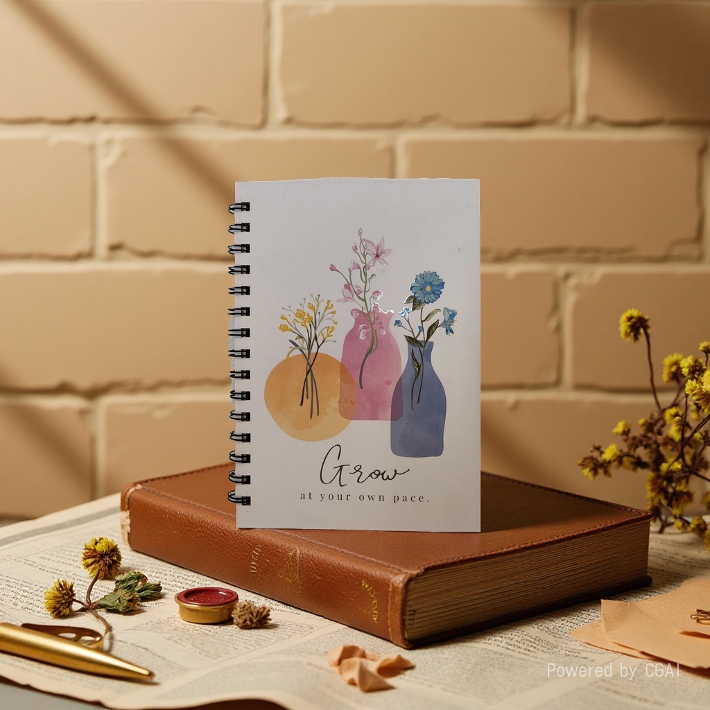 Donghu Paper Products A5 Watercolor Floral Coil Notebook with high appearance level, a healing and artistic hand-held notebook details Picture