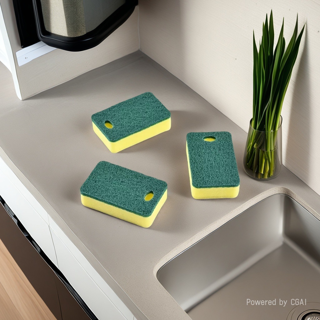 A pack of 10 pieces of scouring pad, sponge, dishwashing cotton and plain cotton sponge for removing grease and stains Application Scenario