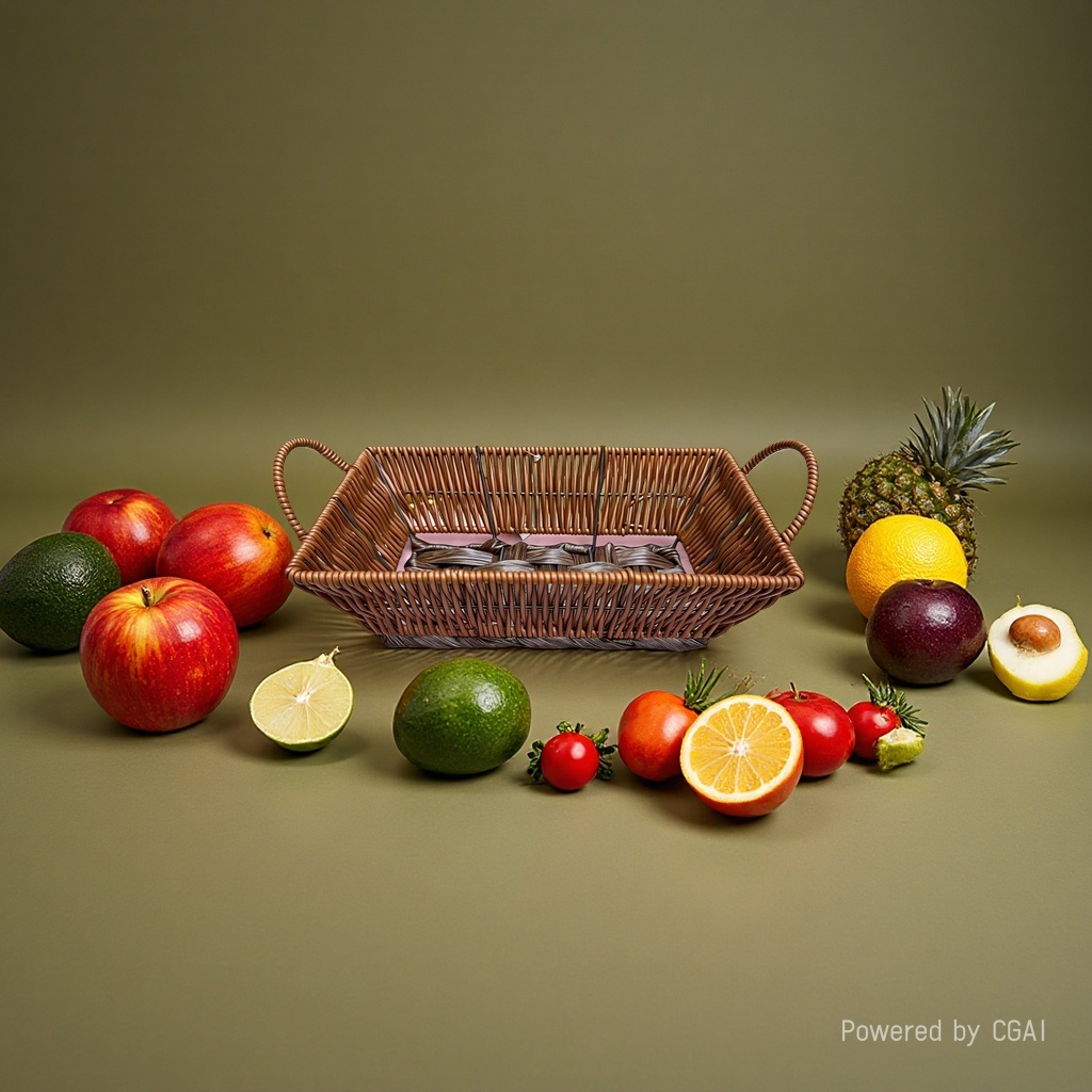 Bread basket, fruit basket, plastic woven basket, storage basket, remote control, sundries storage basket, supermarket packaging, gift packaging basket, European and American style details Picture
