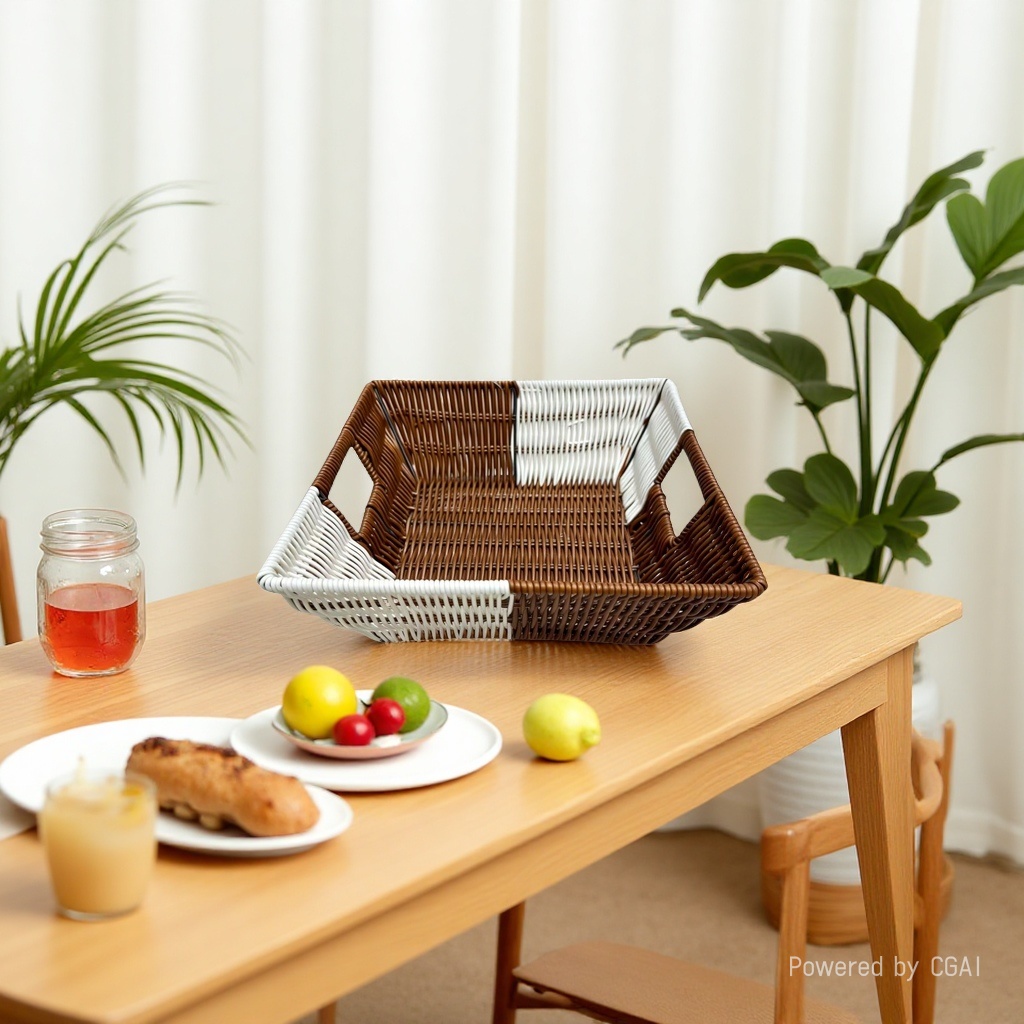 Bread basket, fruit basket, plastic woven basket, storage basket, remote control, sundries storage basket, supermarket packaging, gift packaging basket, eco-friendly material details Picture