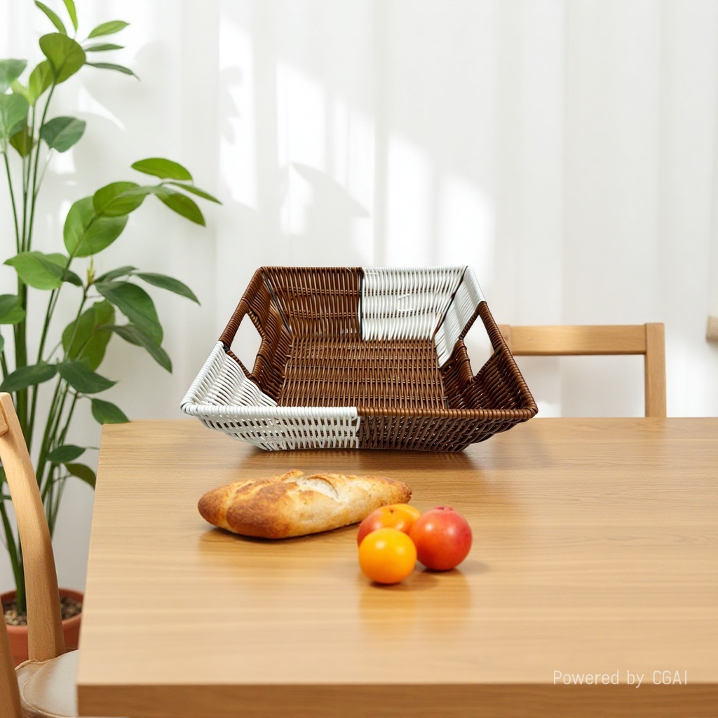 Bread basket, fruit basket, plastic woven basket, storage basket, remote control, sundries storage basket, supermarket packaging, gift packaging basket, eco-friendly material Specification image