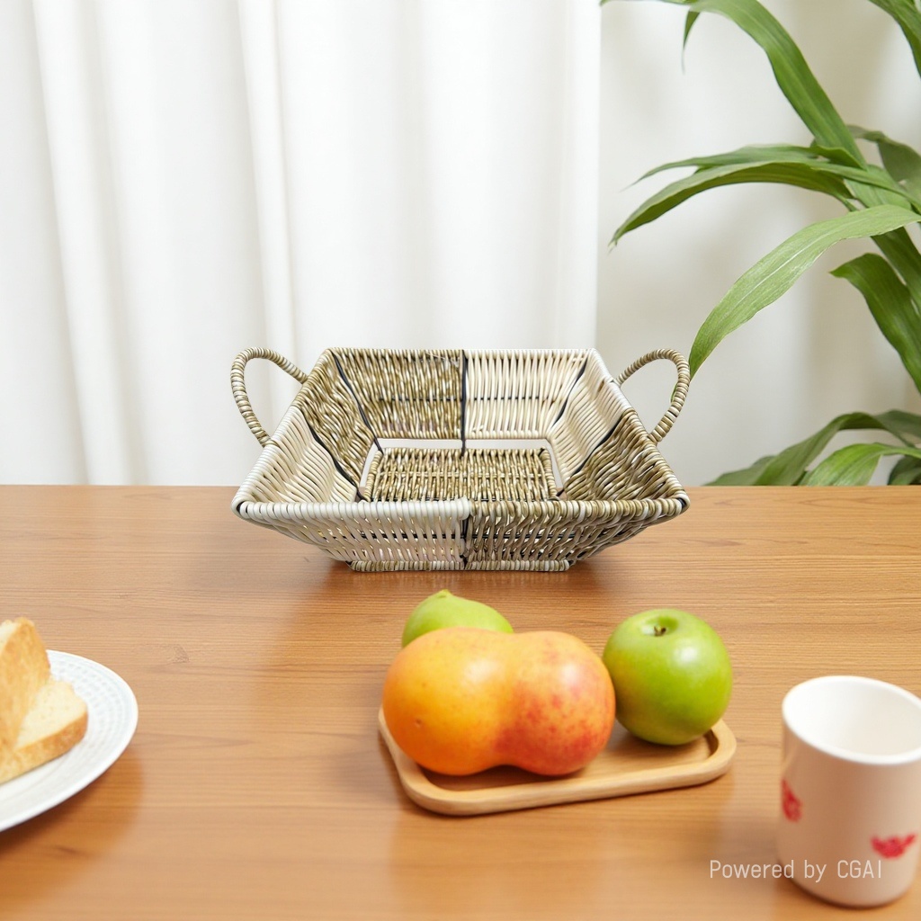 Bread basket, fruit basket, plastic woven basket, storage basket, remote control, sundries storage basket, household daily sundries storage basket, supermarket packaging, gift packaging basket Specification image