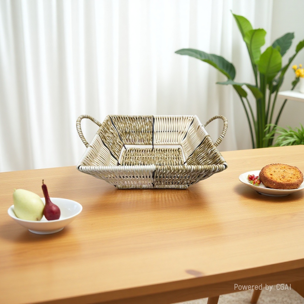 Bread basket, fruit basket, plastic woven basket, storage basket, remote control, sundries storage basket, household daily sundries storage basket, supermarket packaging, gift packaging basket details Picture