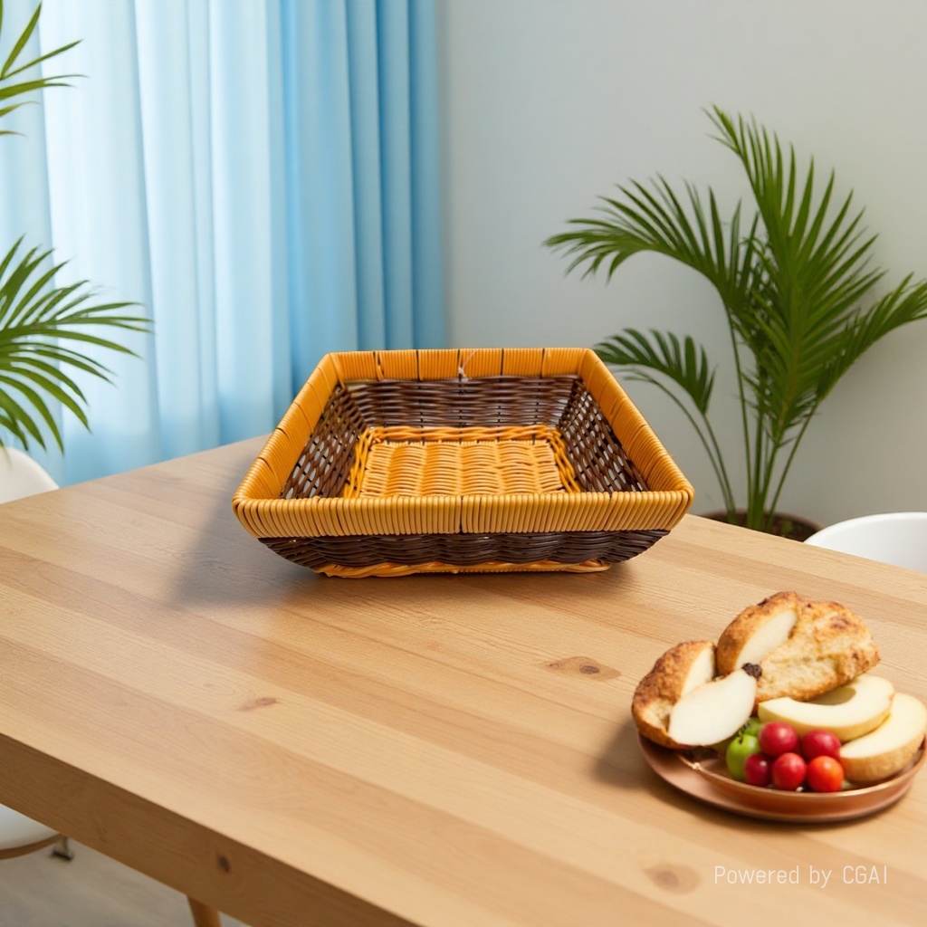 Bread basket, fruit basket, plastic woven basket, storage basket, remote control, sundries storage basket, household daily sundries storage basket, supermarket packaging basket details Picture