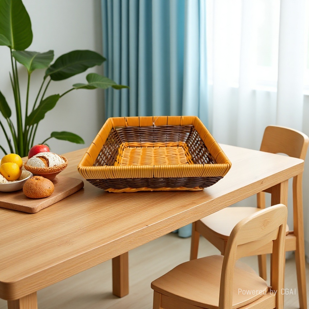 Bread basket, fruit basket, plastic woven basket, storage basket, remote control, sundries storage basket, household daily sundries storage basket, supermarket packaging basket Specification image