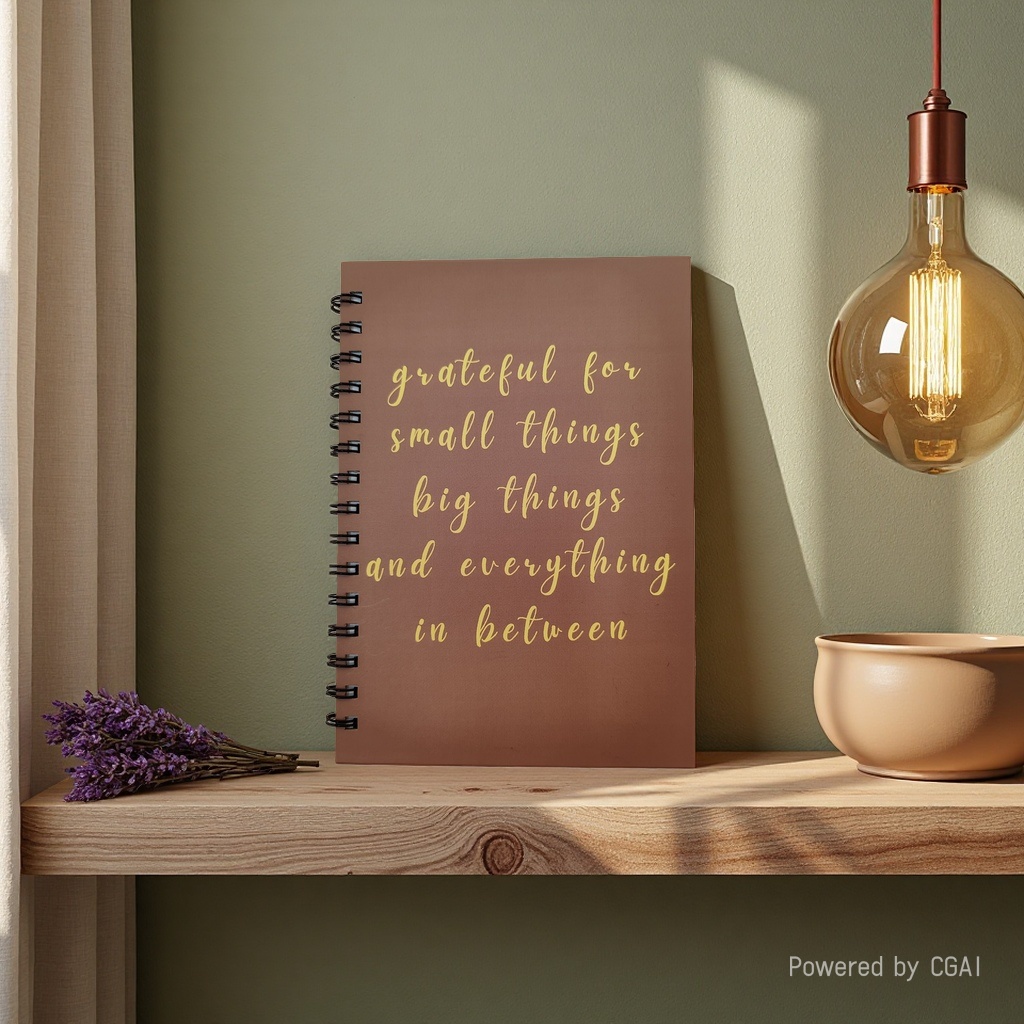 Donghu Paper Products A5 Retro Caramel-colored Gratitude Quote Coil Notebook, Artistic Ins-style notebook, student portable notebook details Picture