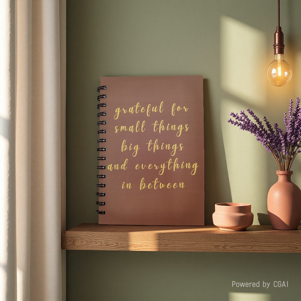 Donghu Paper Products A5 Retro Caramel-colored Gratitude Quote Coil Notebook, Artistic Ins-style notebook, student portable notebook