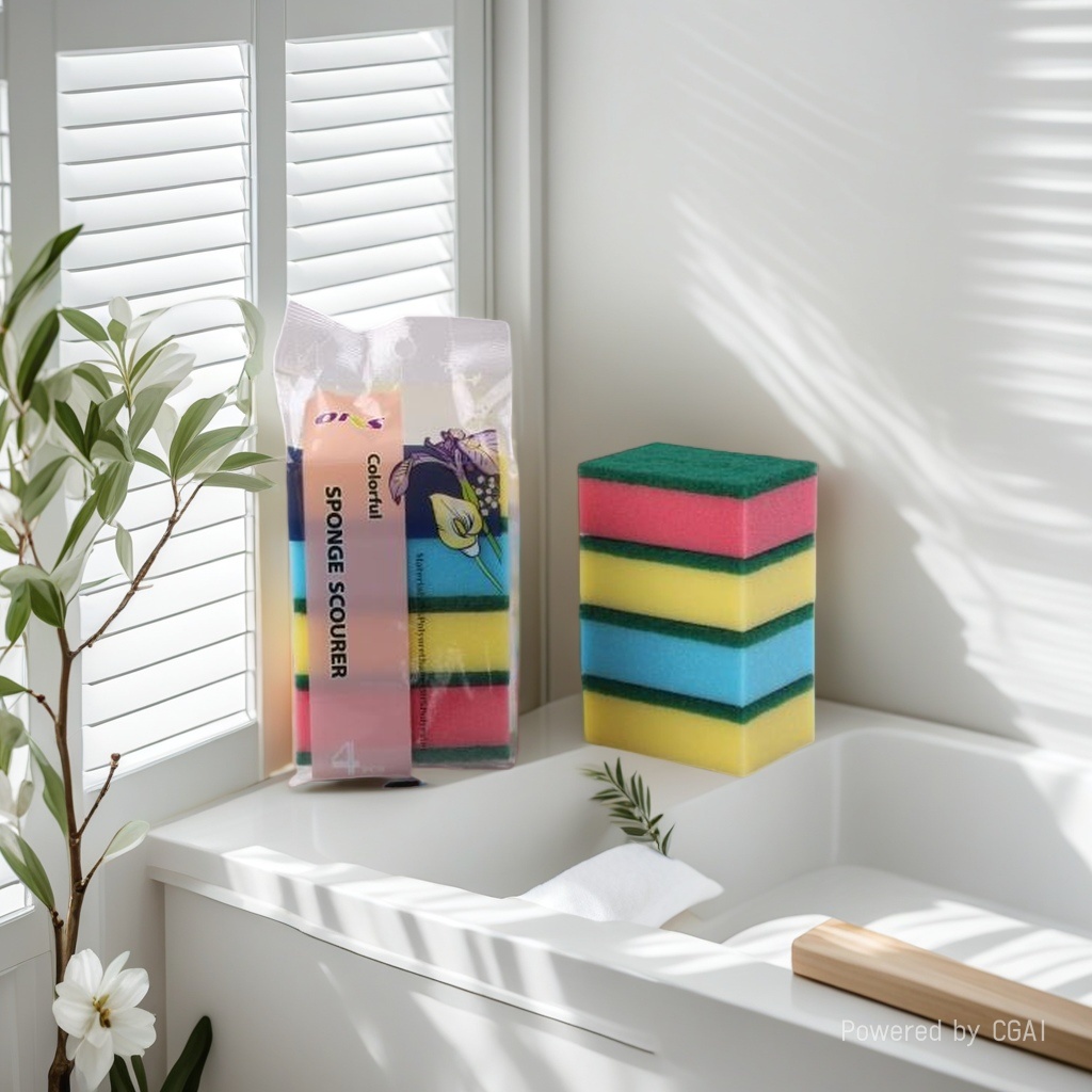 彩色海绵清洁块洗碗棉素棉百洁布海绵擦海绵洗碗海绵百洁布一包4个