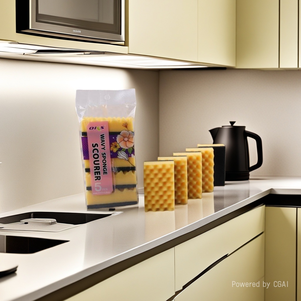 海绵洗碗棉素棉百洁布海绵擦一包5个去油污强力去渍清洁神器