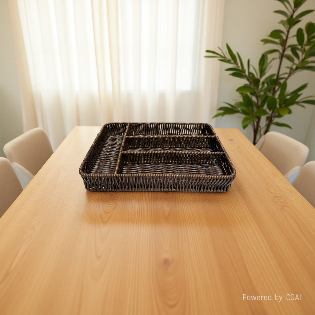 Compartment-divided storage trays, plastic woven baskets, storage baskets, remote control, sundries storage baskets, household daily sundries storage, cosmetics storage baskets Specification image