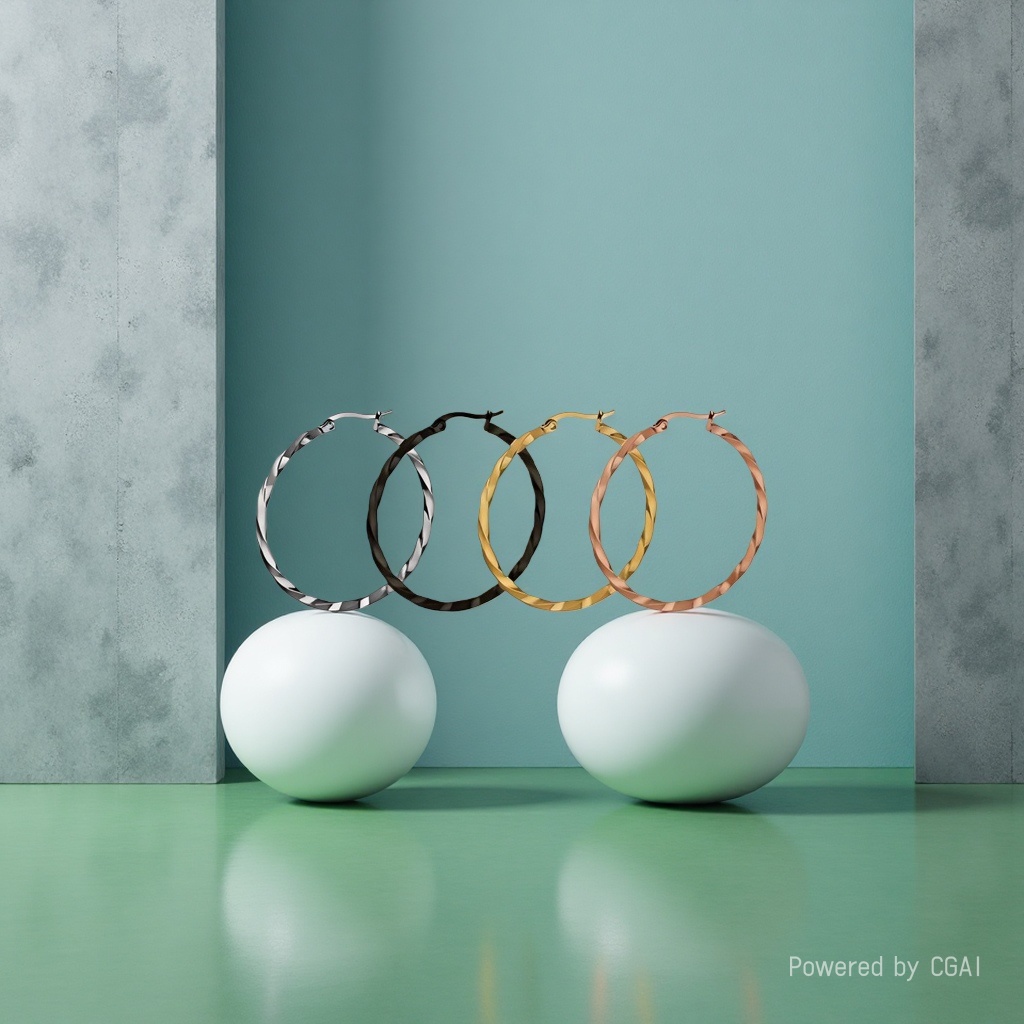 欧美316L方线纽线圆圈耳环时尚简约男女款耳扣饰品批发