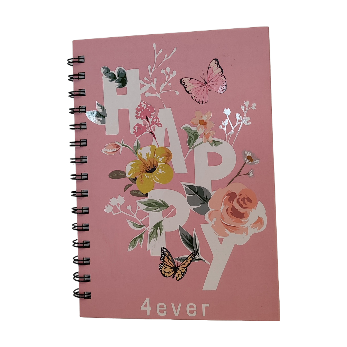 Donghu Paper Products A5 Gentle Pink HAPPY 4ever Flower Coil Notebook Butterfly Decoration Girlish Heart Small Notebook Portable and portable Notepad Item Picture