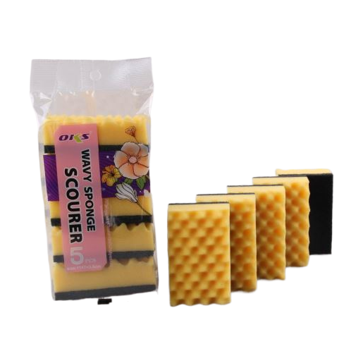 A pack of 5 sponge dishwashing cotton, plain cotton scouring pad, sponge sponge, powerful stain removal and cleaning tools for removing grease Item Picture