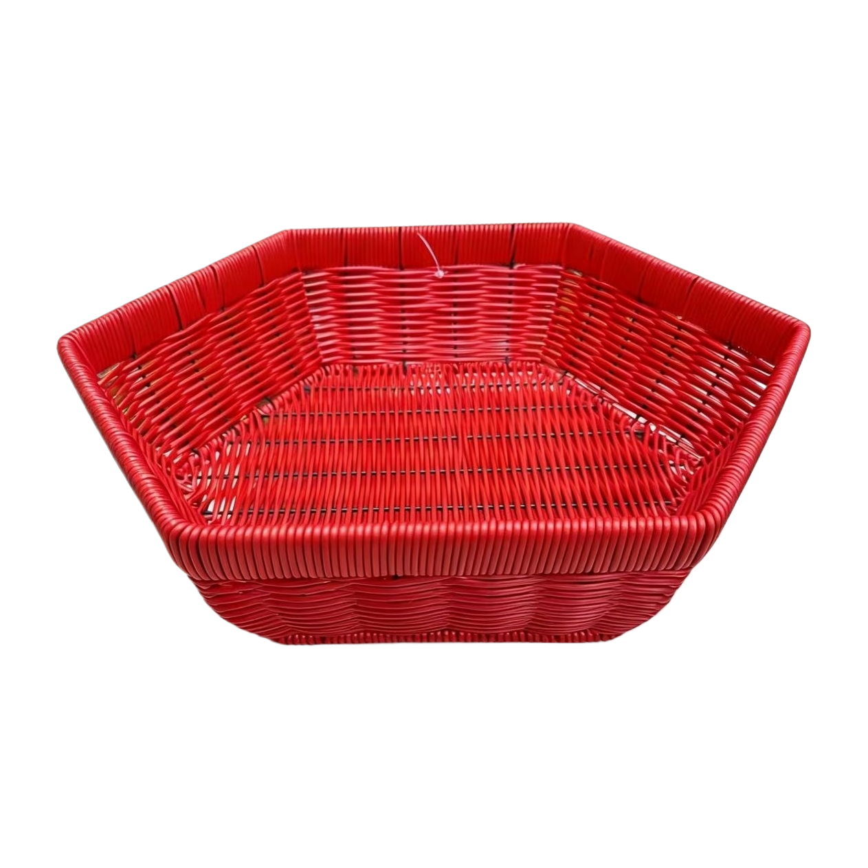 Bread basket, fruit basket, plastic woven basket, storage basket, remote control, sundries storage basket, supermarket packaging basket, red basket, PP material Item Picture