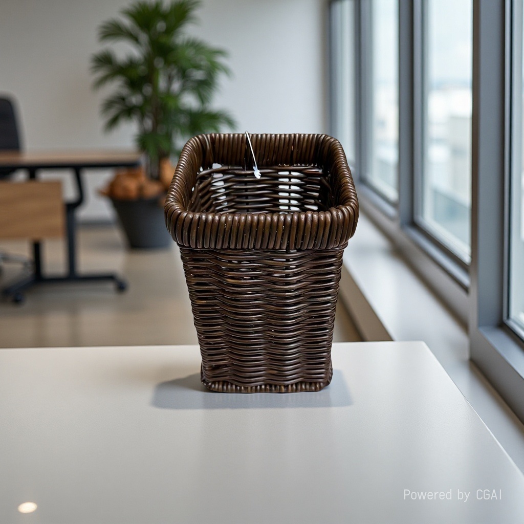 Rubber rattan woven square pen holder woven storage pen holder home storage miscellaneous basket kitchen knife and fork storage basket Application Scenario