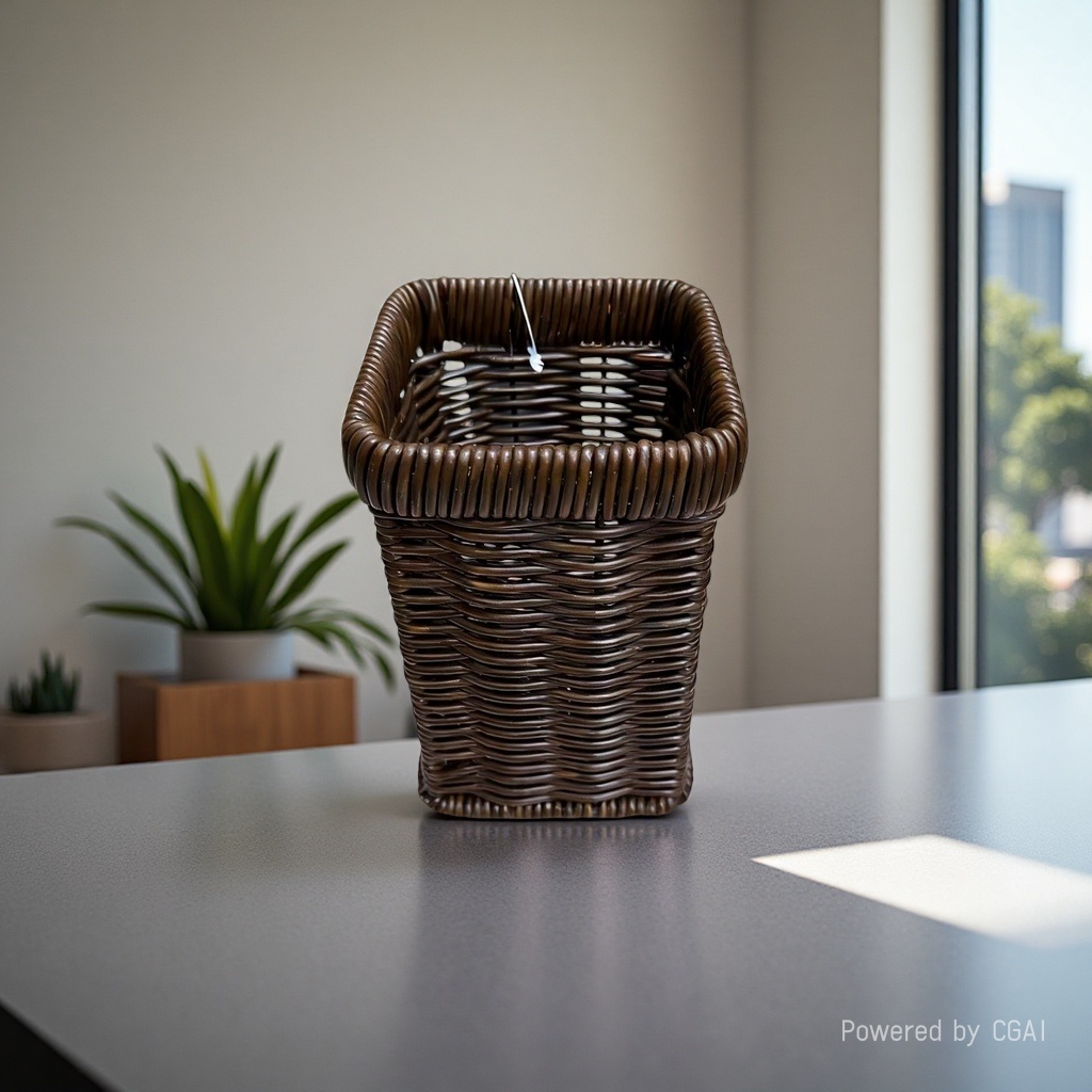 Rubber rattan woven square pen holder woven storage pen holder home storage miscellaneous basket kitchen knife and fork storage basket details Picture