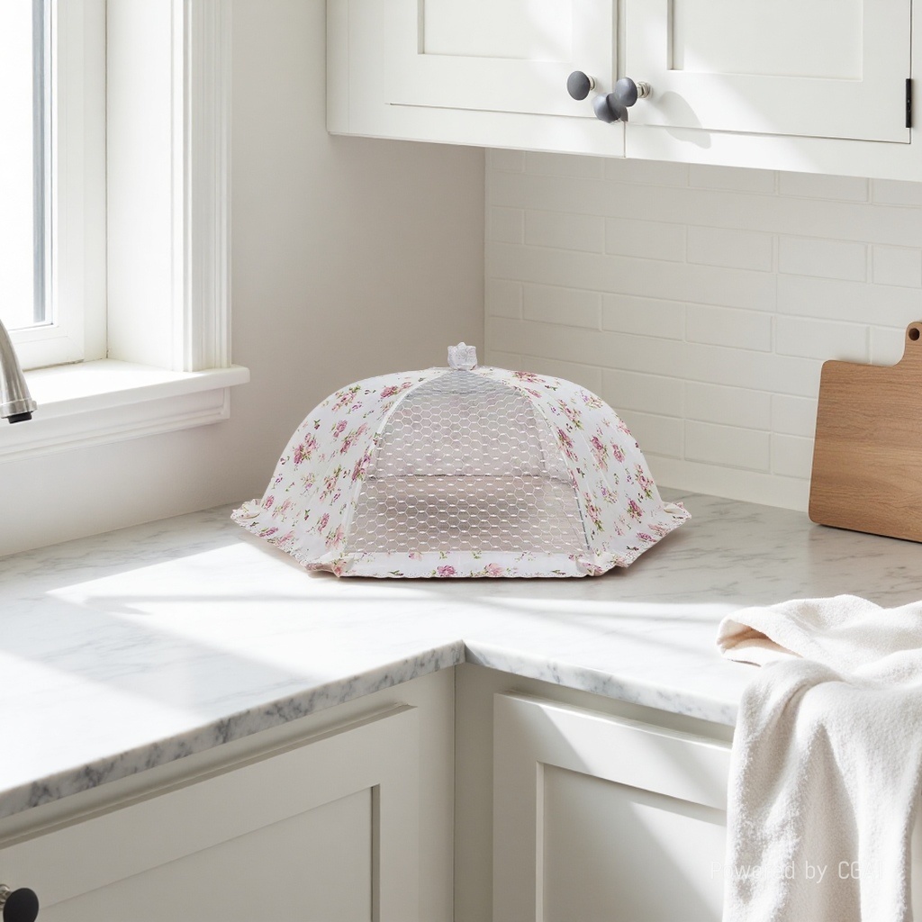 饭菜罩蕾丝折叠餐桌罩防苍蝇食物罩厨房小工具印花布菜罩103440571