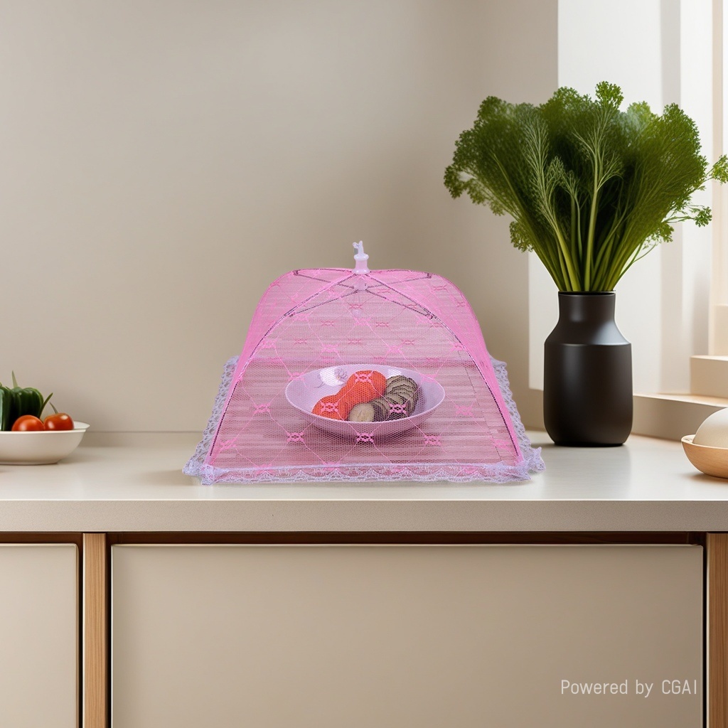 饭菜罩蕾丝折叠餐桌罩防苍蝇食物罩厨房小工具印花布菜罩日用百货外贸批发