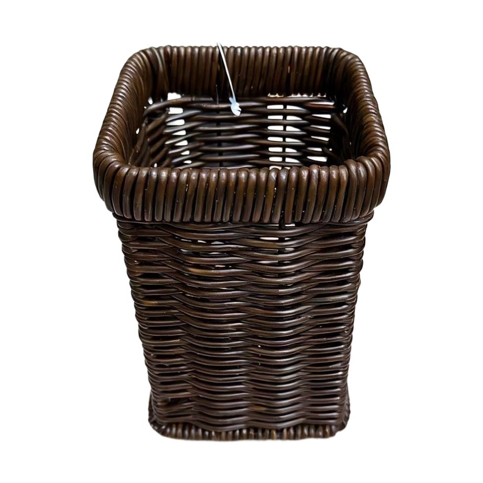 Rubber rattan woven square pen holder woven storage pen holder home storage miscellaneous basket kitchen knife and fork storage basket Item Picture