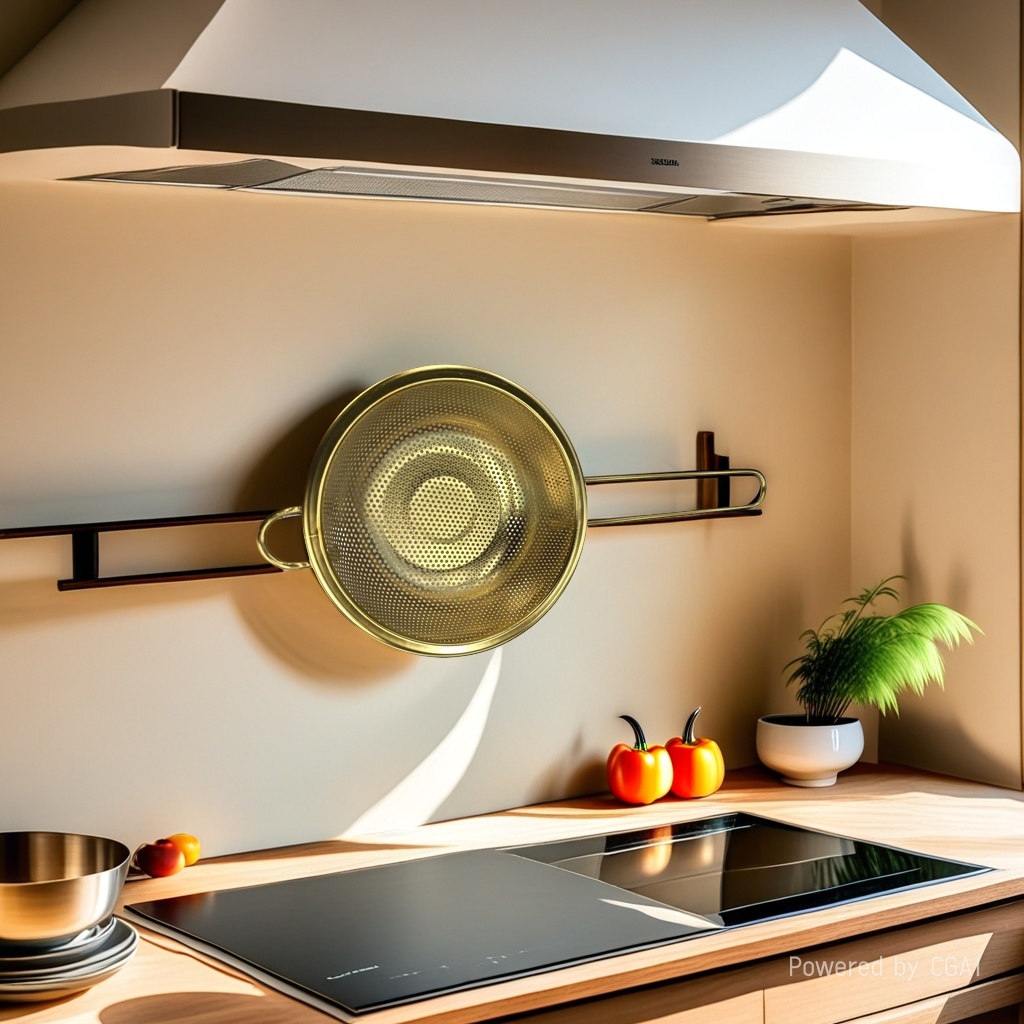 A golden colander kitchenware