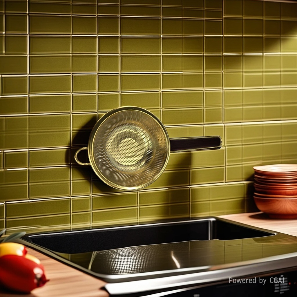 A golden colander kitchenware Application Scenario
