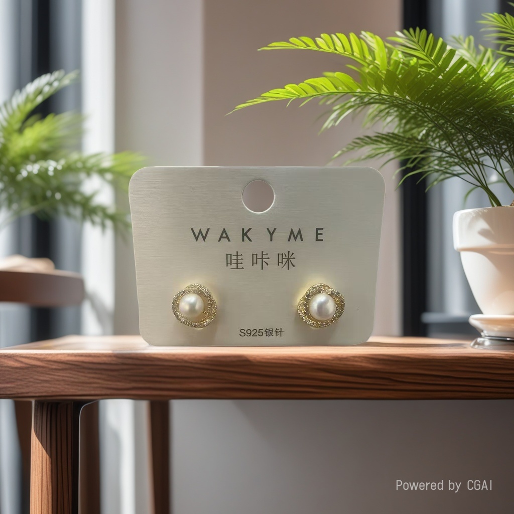 哇咔咪重工微镶 珍珠环绕耳钉 精致通勤s925银针耳饰