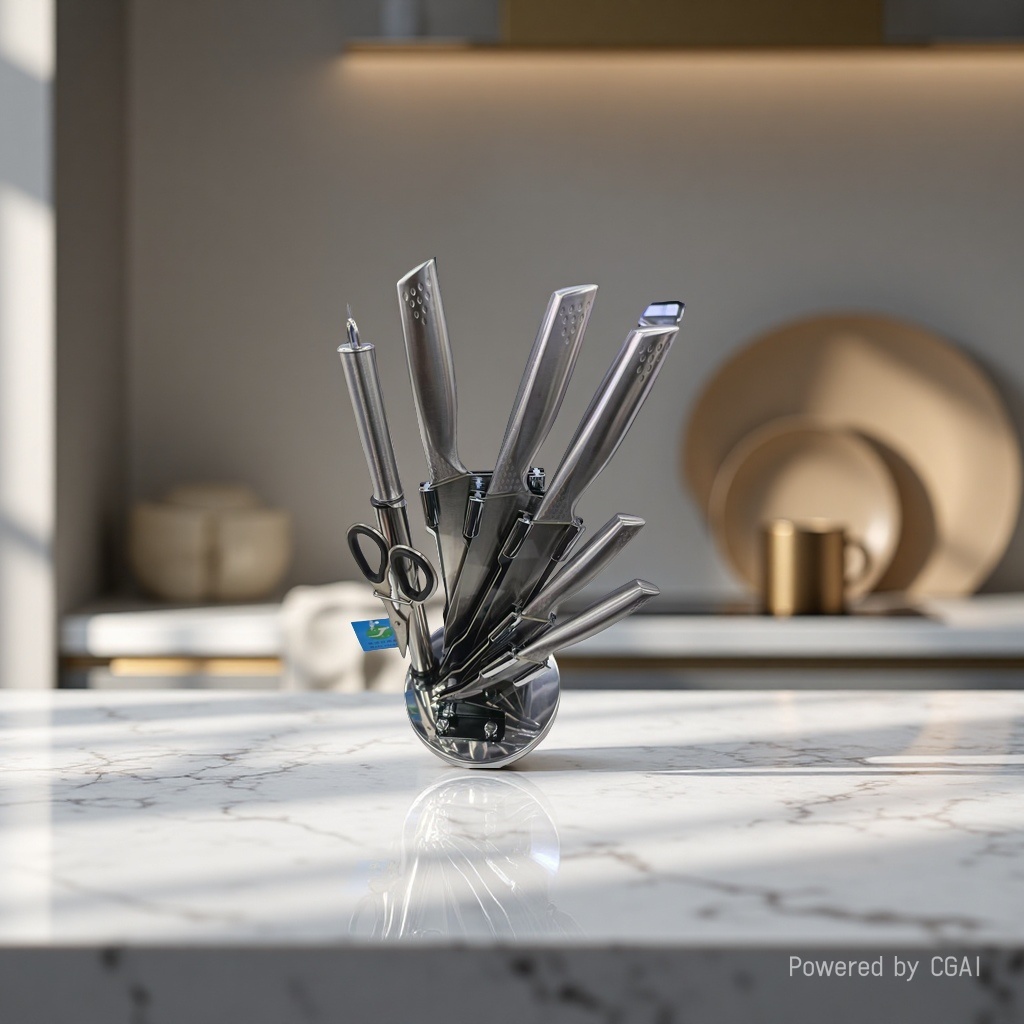 Macaron-colored stainless steel knife set for kitchenware and kitchen utensils details Picture