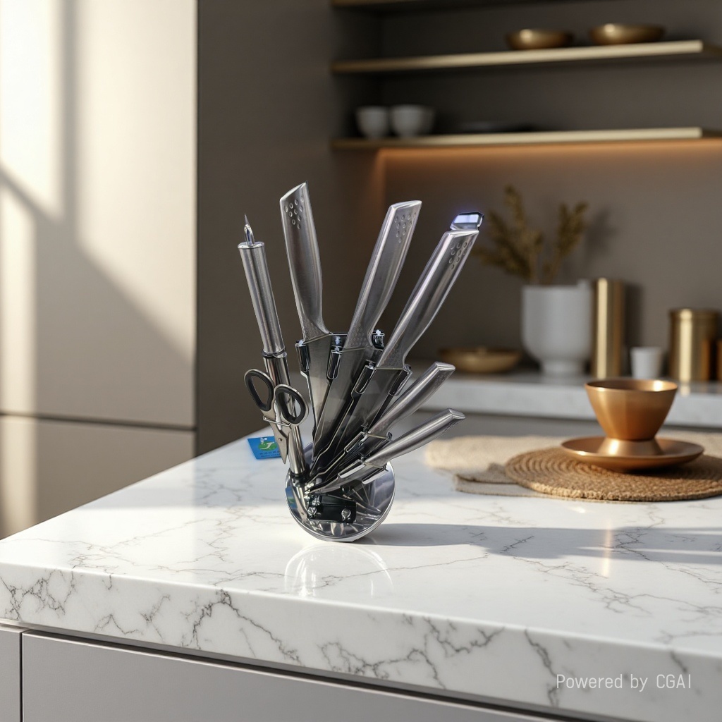 Macaron-colored stainless steel knife set for kitchenware and kitchen utensils Specification image