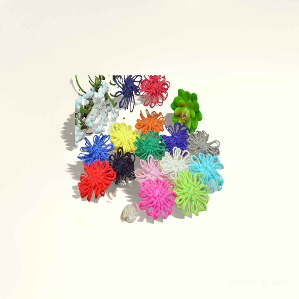 毛线/毛线太阳花/针织花/毛线花束/手工编织大花束毛线细节图