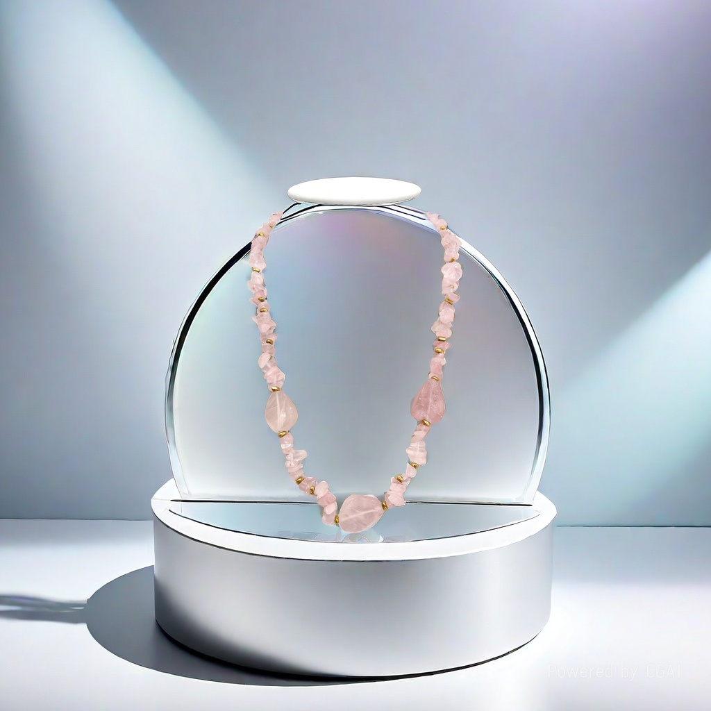 项链/珍珠/天然石项链/珍珠链条女款拼接气质/珍珠项链白底实物图