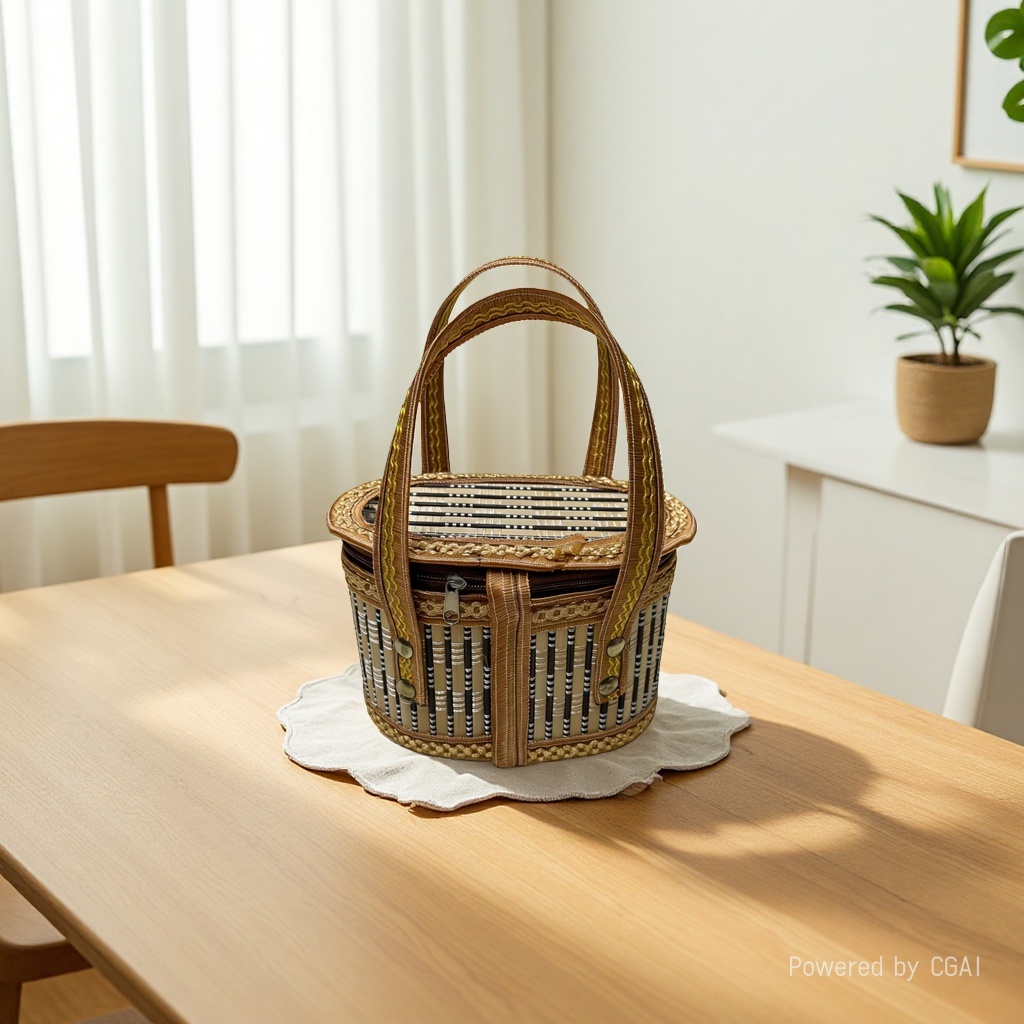 水果竹篮礼品篮礼篮鲜花包装编筐篮编织篮伴手礼竹编篮喜糖日常收纳篮家居美学礼篮送餐篮可折叠省空间印花拉链提篮复古风详情图4