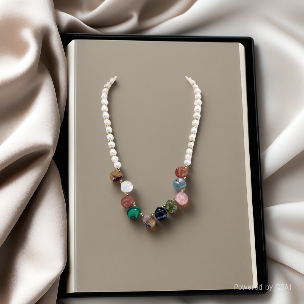 项链/珍珠/天然石项链/珍珠链条女款拼接气质/珍珠项链细节图