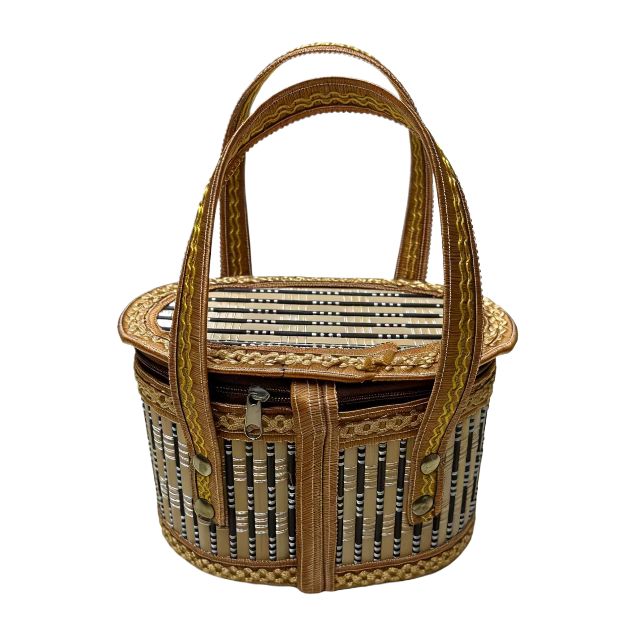 水果竹篮礼品篮礼篮鲜花包装编筐篮编织篮伴手礼竹编篮喜糖日常收纳篮家居美学礼篮送餐篮可折叠省空间印花拉链提篮复古风详情图5