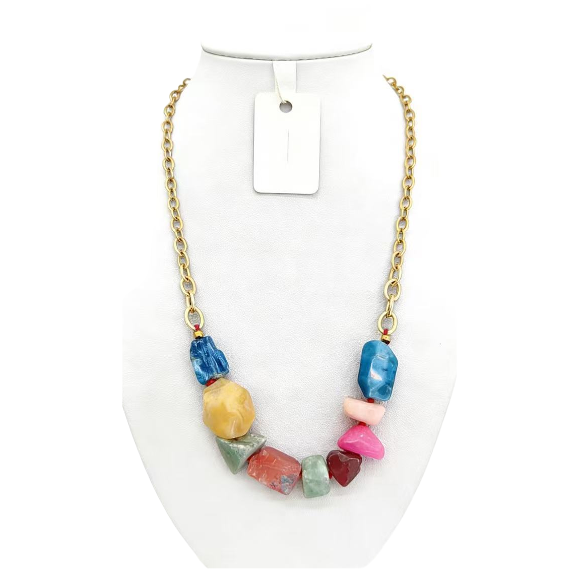 项链/珍珠/天然石项链/珍珠链条女款拼接气质/珍珠项链白底实物图