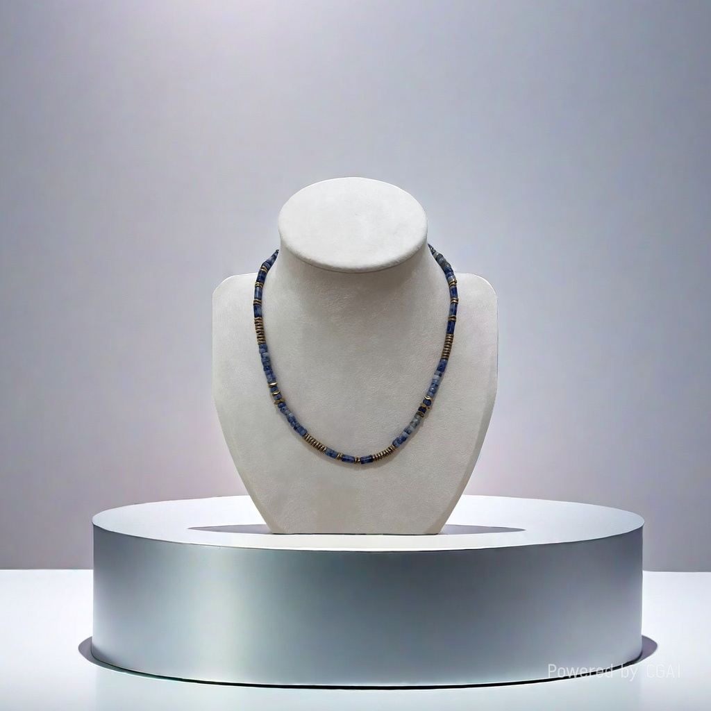 天然蓝纹石清冷感海洋风尚轻奢通勤百搭气质颈饰