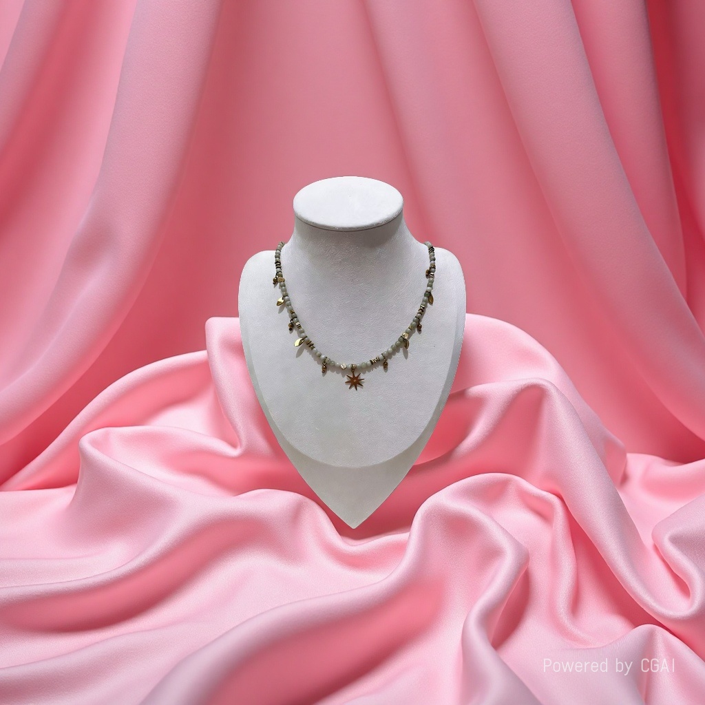 天然石新中式八芒星和田玉颈链 通勤百搭轻奢颈饰