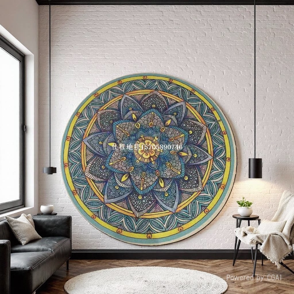 欧式简约圆形亚麻印花餐垫细麻印花 吸水杯垫鼠标垫隔热垫外贸