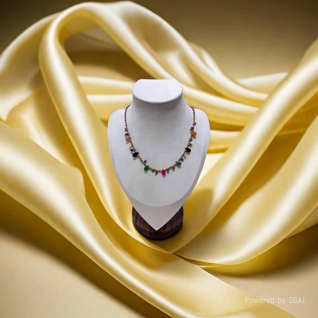 异域风彩天然石串珠项链多宝串珠设计感轻奢通勤百搭款