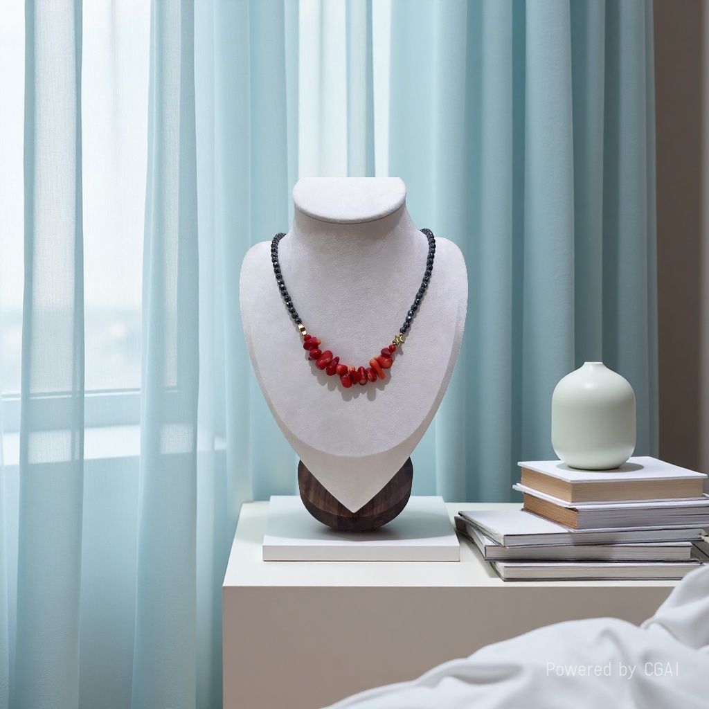 项链/珍珠/天然石项链/珍珠链条女款拼接气质/珍珠项链白底实物图