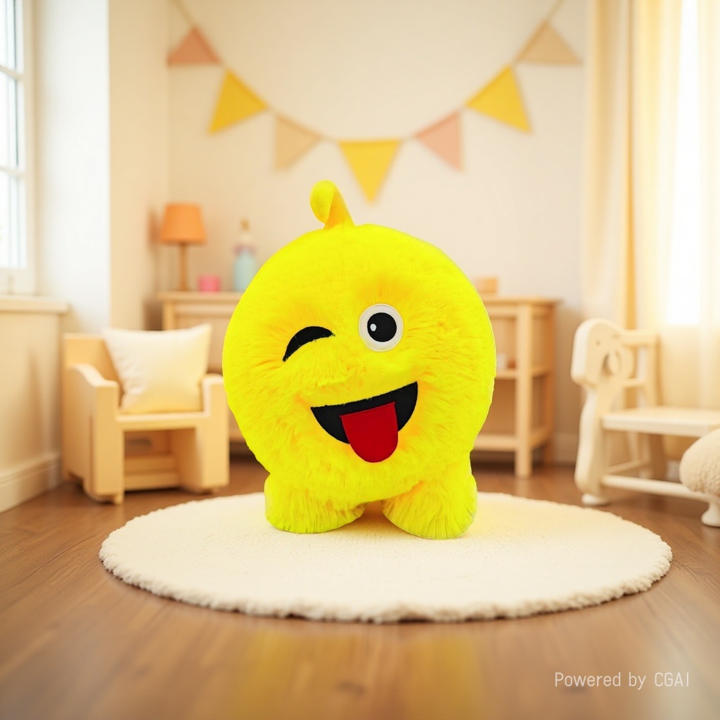 Yellow mascot plush toy smiley face ball cute soft children 's gift plush Application Scenario
