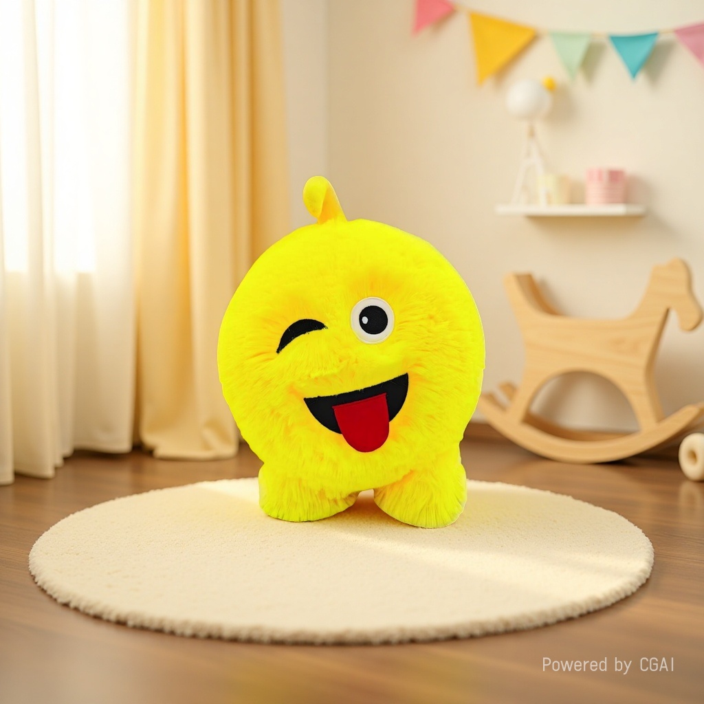 Yellow mascot plush toy smiley face ball cute soft children 's gift plush Specification image