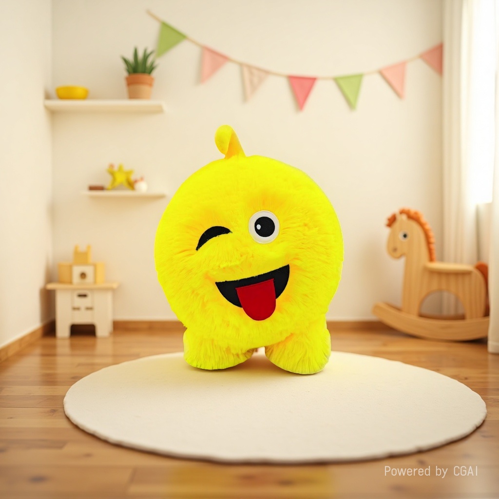 Yellow mascot plush toy smiley face ball cute soft children 's gift plush details Picture