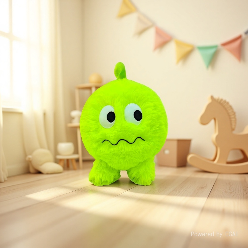 绿色吉祥物公仔毛绒玩具笑脸球可爱软萌儿童礼物 plush