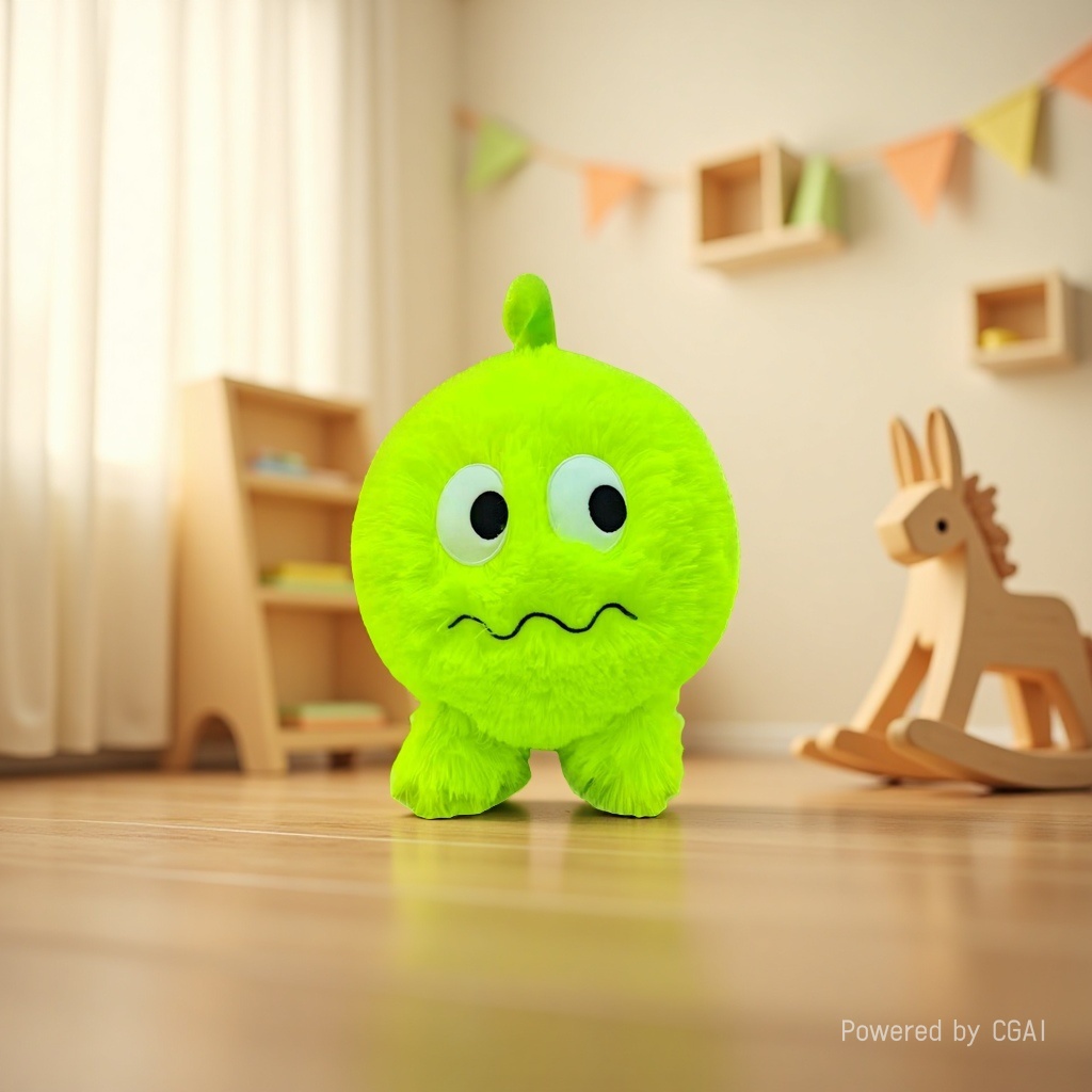 Green mascot plush toy smiley face ball cute soft children 's gift plush details Picture