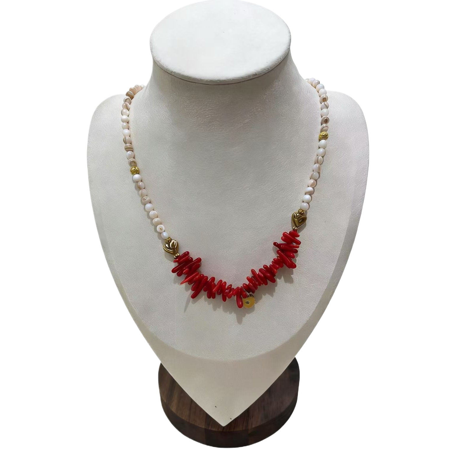 项链/珍珠/天然石项链/珍珠链条女款拼接气质/珍珠项链白底实物图