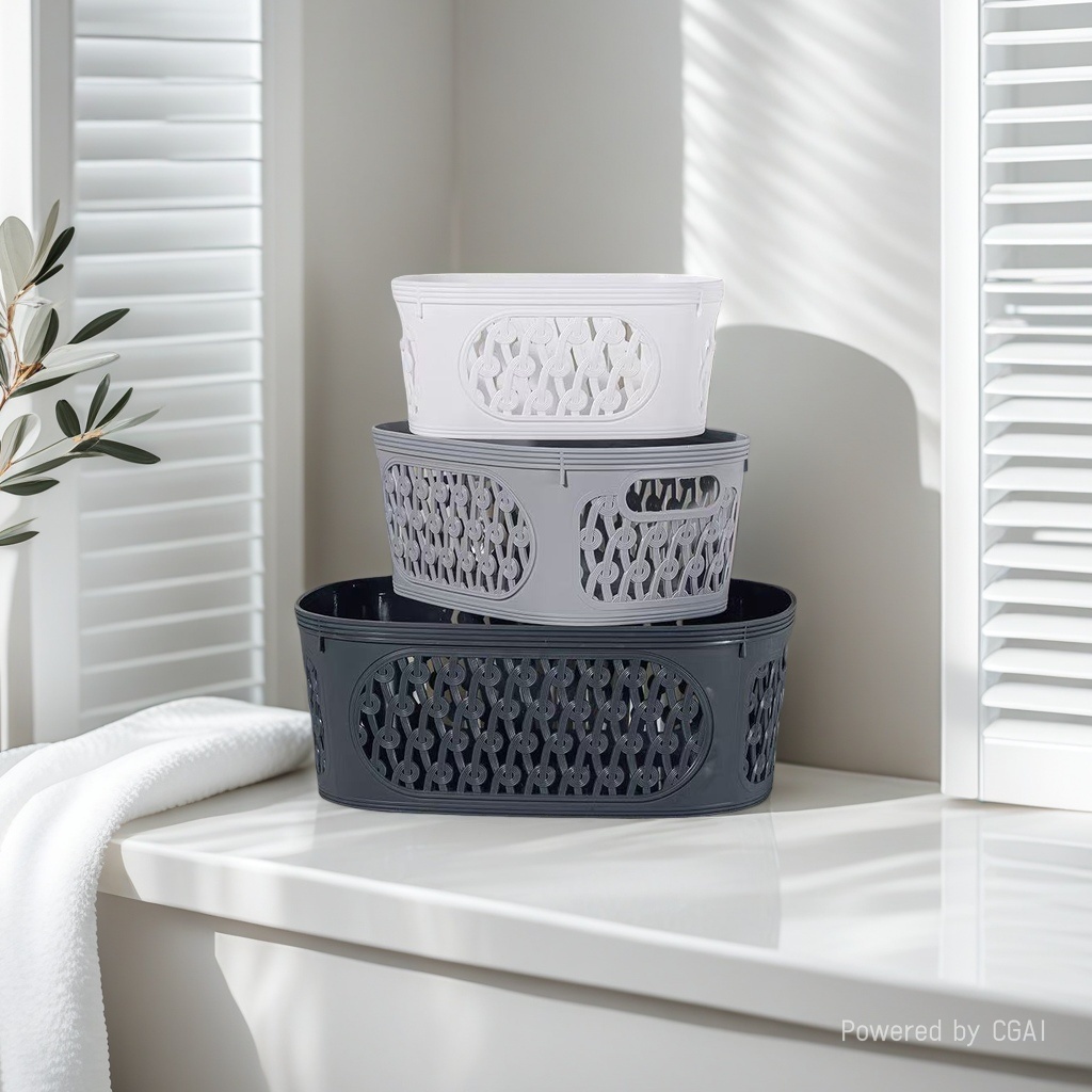 防藤编收纳篮塑料PP料编织带脏衣篓收纳筐置物篮家用收纳