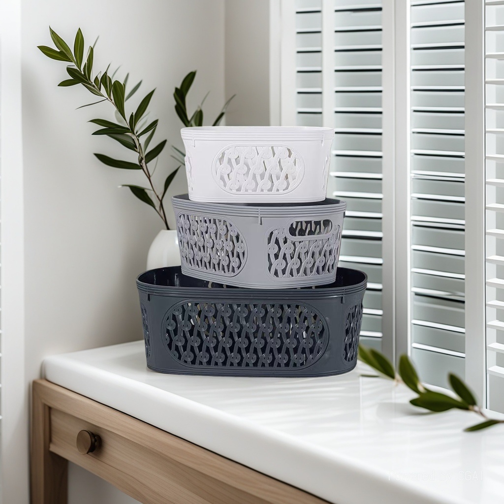 收纳篮/脏衣篓/防藤编收纳篮/收纳/塑料篮子PP料编织带产品图