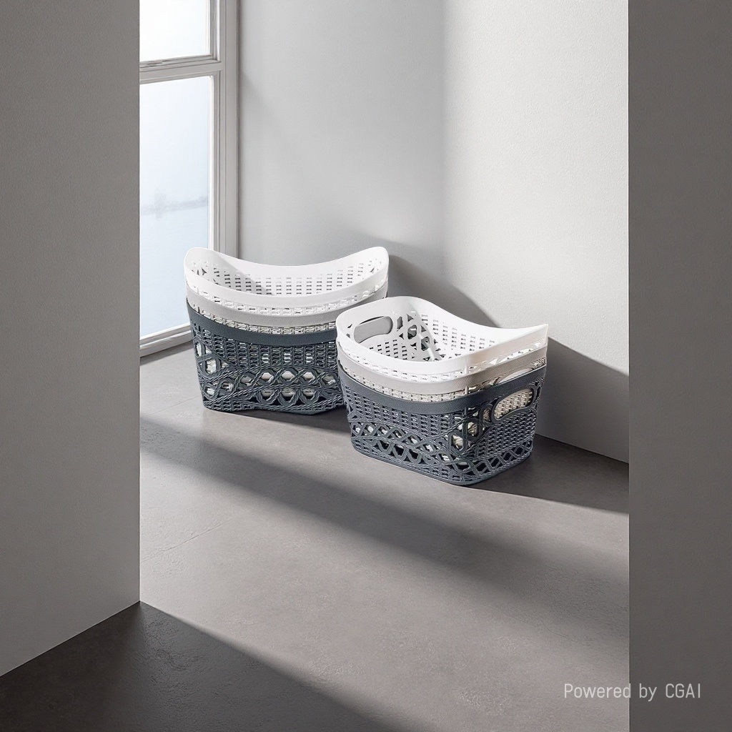 收纳篮/脏衣篓/防藤编收纳篮/收纳/塑料篮子PP料编织带产品图