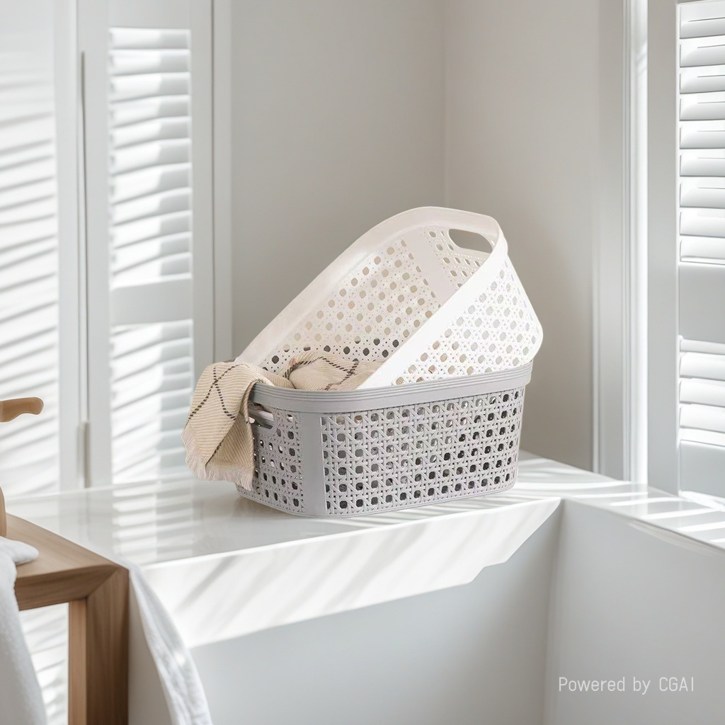 防藤编收纳篮塑料PP料编织带脏衣篓置物篮收纳筐大容量家用收纳