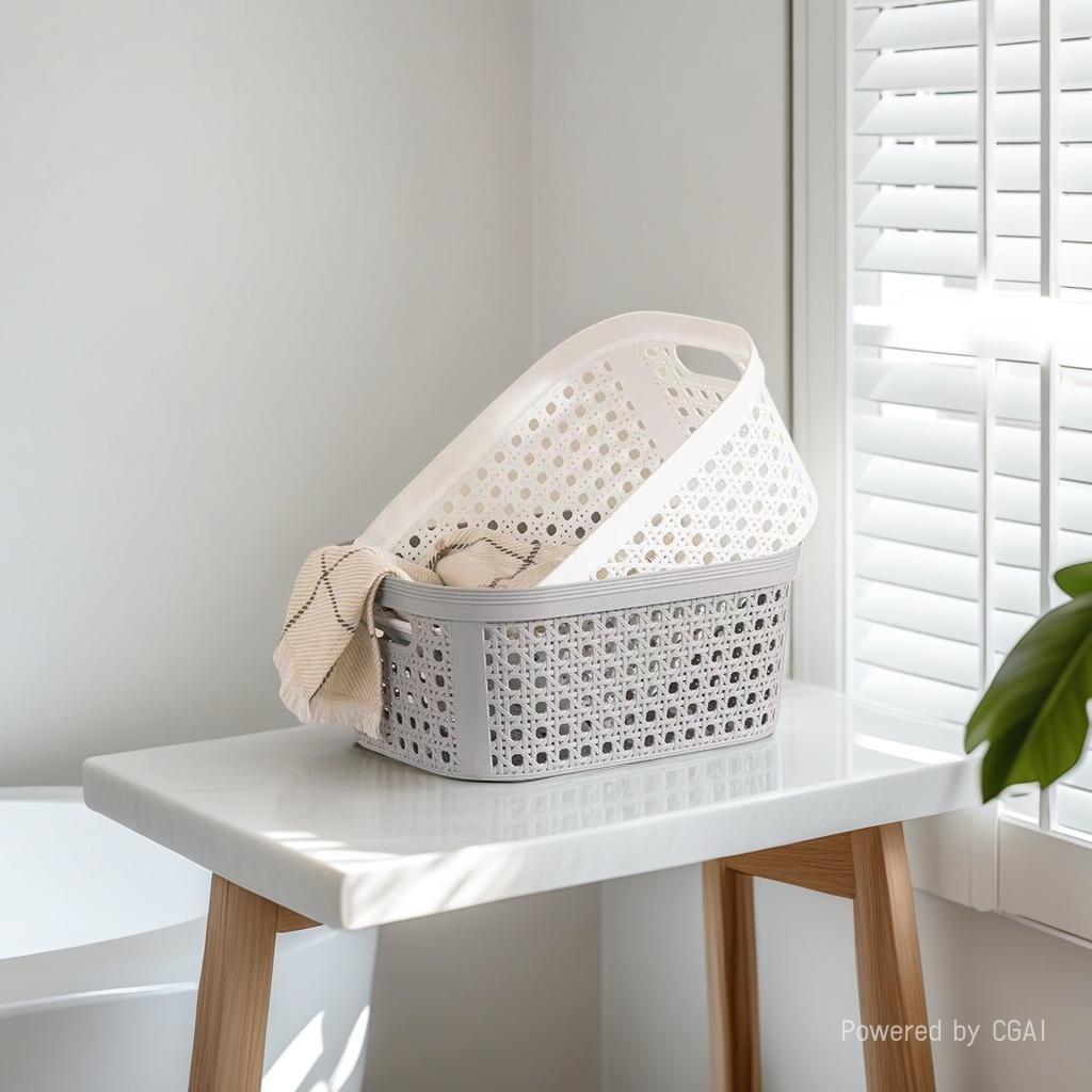 收纳篮/脏衣篓/防藤编收纳篮/收纳/塑料篮子PP料编织带细节图